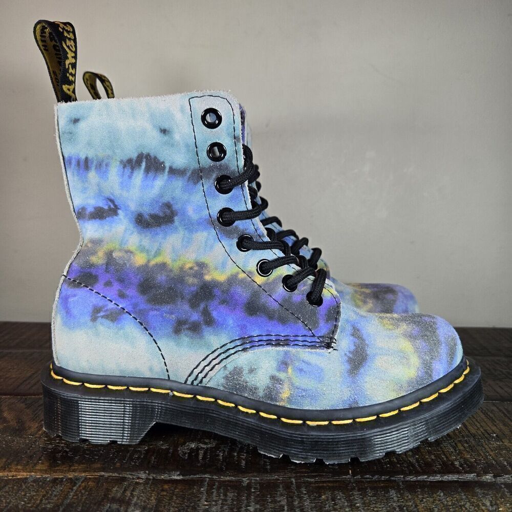 NEW Dr. Doc Martens 1460 Pascal Womens Size 6 Lace Up Boots Blue Tie Dye Suede
